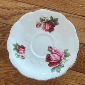 Vintage Royal Albert Bone China Saucer Rose Pink Cabbage English Decorative